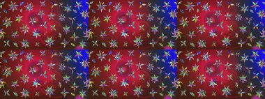 Kırmızı ve kahverengi renkte çiçekler. Raster illüstrasyonunda çiçek deseni çizimi.