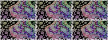 Kusursuz çiçek deseni. Raster illüstrasyonu. Asya tekstil tarzında. Raster illüstrasyonu. Gri ve nötr renkte çiçekler.