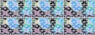 Raster illüstrasyonunda kusursuz çiçek deseni. Tarafsız ve mavi renkte çiçekler.