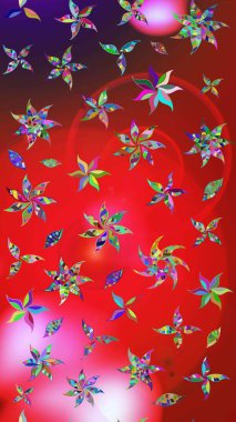 Soyut çiçek çizim kalıbı arka planı. Küçük çiçekteki sevimli çiçek deseni. Raster deseni. Kırmızı ve pembe renklerde. Raster illüstrasyonu.