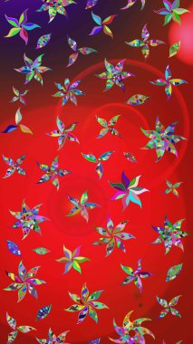 Çiçek ve yapraklı çiçek deseni. Küçük çiçekli şirin bir desen. Raster illüstrasyonu.