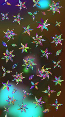 Raster geleneksel halk çiçekleri kahverengi ve yeşil renkli tekstil tasarımları için. Üzerinde gelincikler ve vadi zambakları olan renkli çiçek desenli nakış..