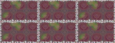 Raster illüstrasyonu. Çiçek. Kusursuz dekoratif arka plan, çiçek mandala. Kahverengi ve mor renklerde.