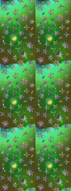 Raster illüstrasyonundaki çiçek desenli çizim. Suluboya tarzında renkler üzerine çiçekler.