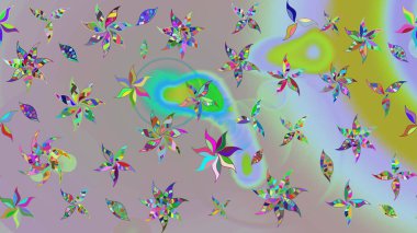 Raster illüstrasyonundaki çiçek desenli çizim. Tarafsız ve gri renkte çiçekler.