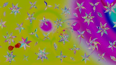 Çiçek kompozisyonu. Doğa. Raster deseni. - yeşil ve mor çiçekler. Çiçek arkaplan. Çiçek kolajı. Küçük çiçekte güzel desen var..