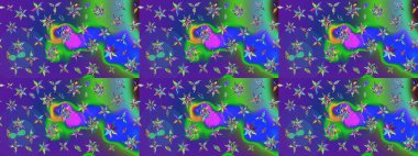 Mavi ve mor renkler üzerine çiçek desenli eskiz, el yapımı papatyalar, papatyalar. Tekrarlayan çiçek arkaplanı, zarif mavi ve menekşe çiçek duvar kağıdı.