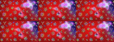 Kırmızı ve pembe renkte çiçeklerle çizilmiş çiçek deseni. Suluboya tarzında kırmızı ve pembe renkte çiçekler.