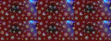 Parlak çiçekli kırmızı ve kahverengi renkler üzerine soyut çizim deseni. Çiçeksel elementlerle süslenmiş zarif raster dokusu. Küçük çiçekte şirin bir çiçek deseni var..