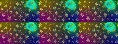 Renklere karalamalar çizilmiş çiçek deseni. Raster illüstrasyonu.