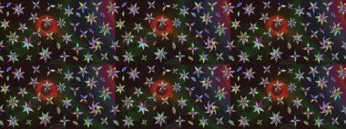 Renkli etnik çiçeklerle süslenmiş zarif bir eskiz şekli. Raster Çiçek İllüstrasyon Şirin Tekstil.