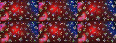 Parlak çiçekli kolaj çiçekleri kırmızı ve kahverengi. Çiçek tasarımı için inanılmaz bir kolaj cenneti tarzı. Çiçekli zambaklar eskiz arka planı.