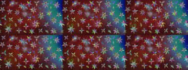 Hediye ambalaj kağıdı, tebrik kartları, posterler ve pankart tasarımı. Raster düz çiçek çizim deseni. Kahverengi ve mavi renkte çiçekler.