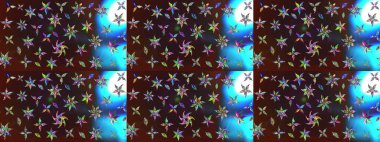 Kahverengi ve mavi kıvırcık çiçekler kahverengi ve mavi renklerde şekillenir. Klasik çiçek tasarımı elementleri. Raster illüstrasyonu.