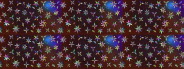 Raster Çiçek İllüstrasyonu güzel tekstil. Kahverengi ve mor renkli etnik çiçeklerle zarif bir eskiz deseni..