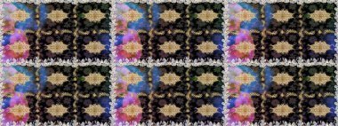 Kusursuz raster arka plan. Şık bir grafik desen. Kahverengi ve bej renklerde altın elementler. Çiçek deseni. Duvar kâğıdı barok, İspanyol kumaşı.