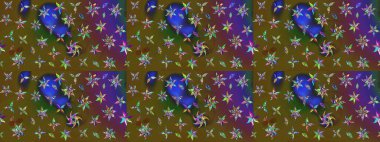 Çiçekler. Soyut etnik raster çizim kalıbı. Vadinin renkleri.