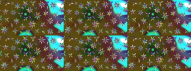 Raster illüstrasyonu. Çiçekli karalama şeklinde Raster çiçek deseni. Yeşil ve kahverengi renklerde bahar çiçekleri..