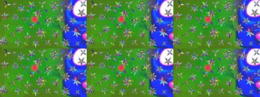 El çizimi çiçekli soyut çizim kalıbı. Raster illüstrasyonu. Renkli çiçekler.