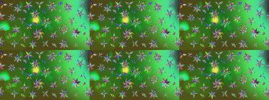 Çiçekli karalama şeklinde Raster çiçek deseni. Yumuşak, yaz çiçekli arka plan. Renkli çiçekler.