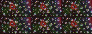 Suluboya çiçekli çiçek deseni. Raster illüstrasyonu. Renklerde güzel tekstil.