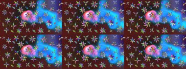 Renklerle. Raster illüstrasyonu. Çiçekli güzel suluboya desen.