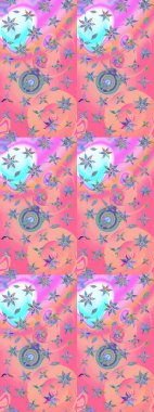 Pembe ve nötr renklerde çiçekler. Raster illüstrasyonunda çiçek deseni çizimi.