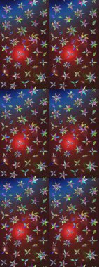 Şirin çiçekli eskiz deseni ve kahverengi ve mor renkli yapraklar, suluboya çiçek deseni, duvar kağıdı, kart ya da kumaş için fayanslı. Raster illüstrasyonu.