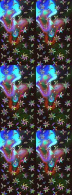 Şirin çiçekli, desenli, rengarenk eskiz deseni. Tekstil için suluboya eskiz deseni. El çizimi çiçek çizimi deseni (fayans)).