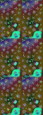 Renkli desenli eskiz deseni, çiçekler ve dekoratif elementlerle. Eski usul. Raster illüstrasyonu. Kumaş, tekstil, duvar kağıdı baskısı için. Taslak arkaplan.