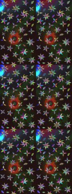 Kıvırcık çiçekler renkte şekillenir. Raster illüstrasyonu. Klasik çiçek tasarım elementleri.