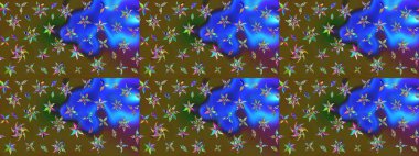 Bahar çiçekleriyle desenli dallı, çiçek siluetiyle renklendirilmiş desen. Raster deseni.