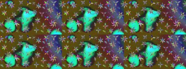 Renkli papatya deseni. Raster illüstrasyonu. Renklerde.