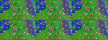 Çiçekler. Soyut etnik raster çizim kalıbı. Vadinin renkleri.