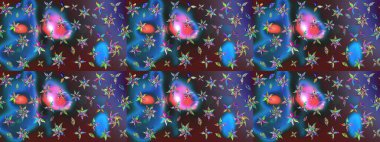 Tomurcukları çiçek olan sevimli bir çiçek deseni. Eskiz geçmişi. Raster illüstrasyonu. Kumaş, tekstil, duvar kağıdı baskısı için. Eski usul. Raster..