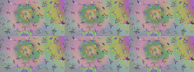 Raster Illustrasyon 'daki Çiçek Deseni' nin son moda çizimi. Tarafsız ve yeşil renklerde çiçekler. Düz Çiçek Elementleri Tasarımı. Renkli Yaz Teması çizim şablonu.