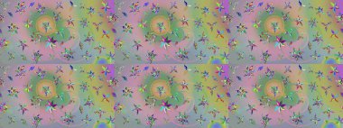 Tarafsız ve yeşil renklerde çiçekler. Düz Çiçek Elementleri Tasarımı. Renkli Bahar Teması eskiz kalıbı. Raster illüstrasyonunda çiçek deseni çizimi.