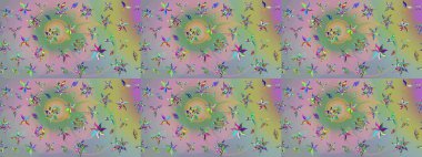 Raster illüstrasyonu. Küçük çiçekli şirin bir desen. Çiçek ve yapraklı çiçek deseni.