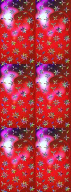 Raster Güzel kumaş deseni. Raster suluboya deseni, narin çiçekler, kırmızı ve pembe çiçekler, tebrik kartı şablonu..