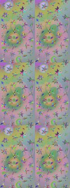 Sabıka fotoğraflarında, bebek kıyafetlerinde, duvar kâğıtlarında, paket kutularında falan kullanılabilir. Raster. Zarif, parlak ve eskiz nötr ve yeşil çiçek desenli tasarım.