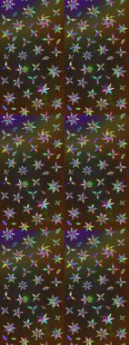 Kahverengi ve gri renkli çiçekler. Raster illüstrasyonundaki çiçek desenli çizim. Renkli Bahar Teması eskiz kalıbı. Düz Çiçek Elementleri Tasarımı.