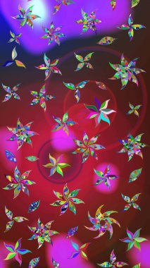 Kırmızı ve mor renkte çiçekler. Renkli Bahar Teması eskiz kalıbı. Düz Çiçek Elementleri Tasarım Raster illüstrasyonu. Çiçek eskiz kalıbı geçmişi.