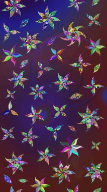 Düz Çiçek Elementleri Tasarımı. Raster illüstrasyonundaki çiçek desenli çizim. Renkli Bahar Teması eskiz kalıbı. Mor ve mor renkte çiçekler.