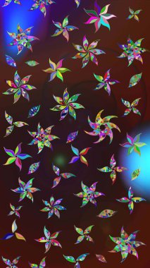 Çiçek izi. Suluboya çizim kalıbı. Çiçekler suluboya tarzında kahverengi ve mor renkte.