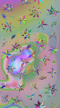 Süslü kumaş deseni. Raster illüstrasyonundaki çiçek desenli çizim. Düz Çiçek Elementleri Tasarımı. Renkli Bahar Teması çizim şablonu.