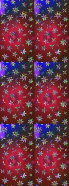 Raster illüstrasyonu. Düz Çiçek Elementleri Tasarımı. Renkli Bahar Teması eskiz kalıbı. Kırmızı ve kahverengi renkte zarif çiçekli suluboya.