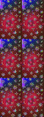 Raster illüstrasyonu. Düz Çiçek Elementleri Tasarımı. Renkli Bahar Teması eskiz kalıbı. Kırmızı ve kahverengi renkte zarif çiçekli suluboya.