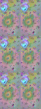 Tarafsız ve mavi renklerde. Raster illüstrasyonu. Çiçekli güzel suluboya desen.