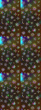 Raster Floral Illustration, Asyalı tekstil. Kahverengi ve gri renkte etnik çiçeklerle süslenmiş zarif bir eskiz..