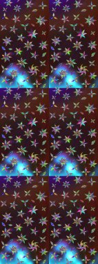 Düz Çiçek Elementleri Tasarımı. Renkli Bahar Teması eskiz kalıbı. Raster illüstrasyonundaki çiçek desenli çizim. Süslü kumaş deseni.